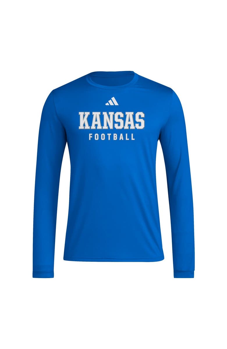 adidas Men's adidas Royal Kansas Jayhawks Locker Practice Football Pre-Game Long Sleeve T-Shirt, Alternate, color, Royal