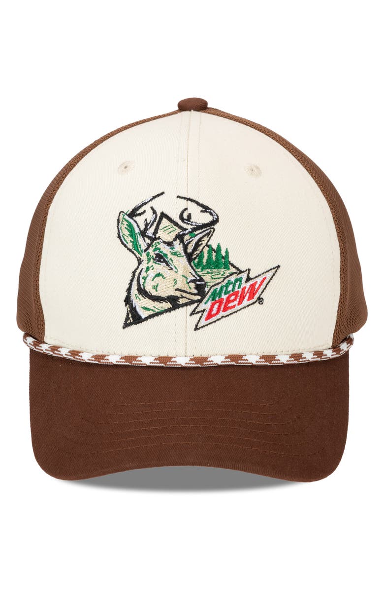 H3 Sportgear Mountain Dew Twill Trucker Cap, Main, color, Tan