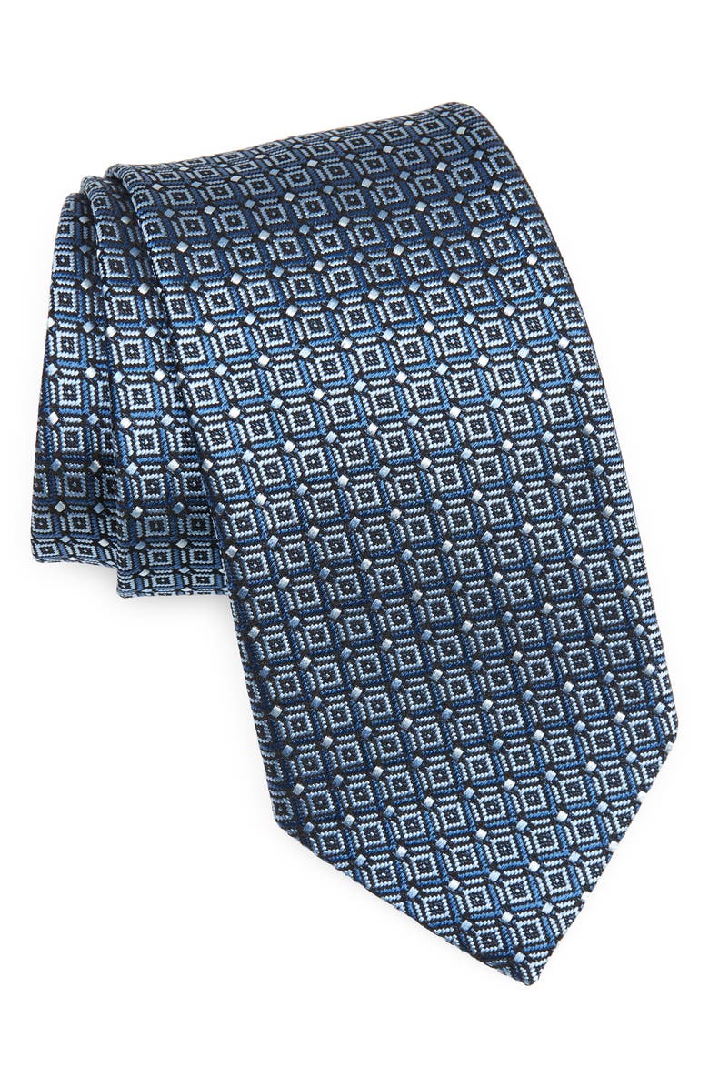 ZEGNA TIES Doppia Trama Light Blue Silk Jacquard Tie, Main, color, 