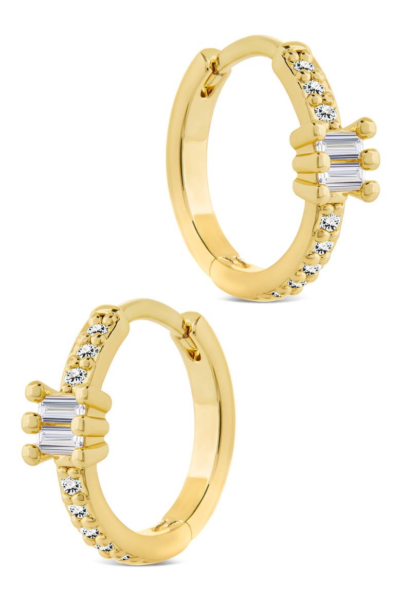 Kristin Emerald Cut Cubic Zirconia Micro Hoop Earrings, Alternate, color, GOLD