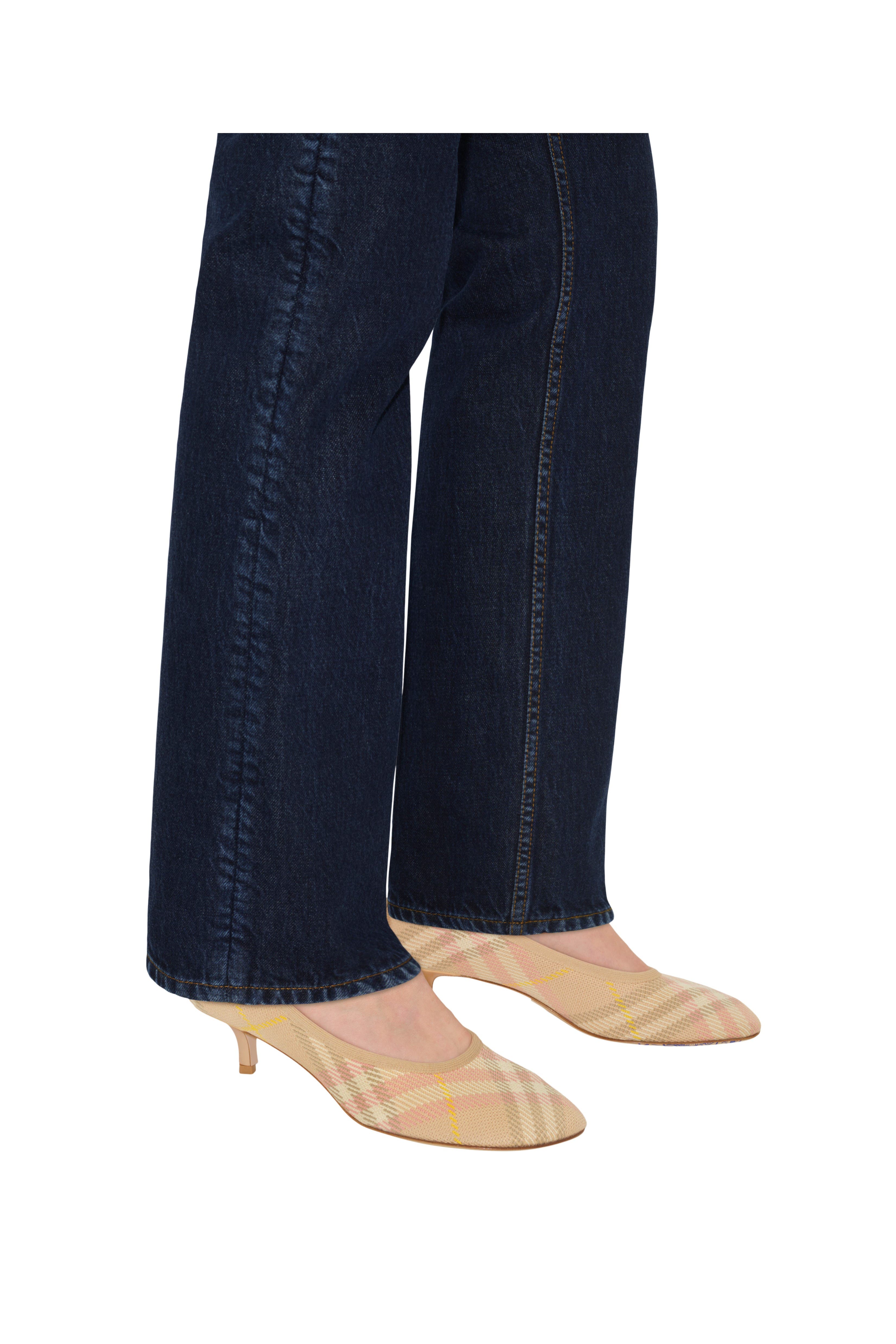 Burberry Check Knit Baby Low Pumps, Alternate, color, 