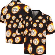 PLEASURES Men's PLEASURES Black Cleveland Guardians Flame Fireball Button-Up Shirt