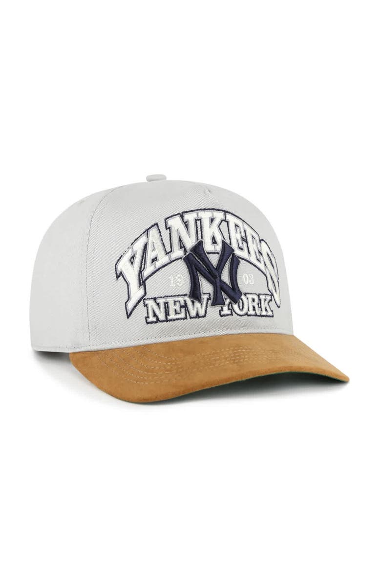 '47 Men's '47 Gray/Brown New York Yankees Cooperstown Break Wood Suede Hitch Adjustable Hat, Alternate, color, Gray