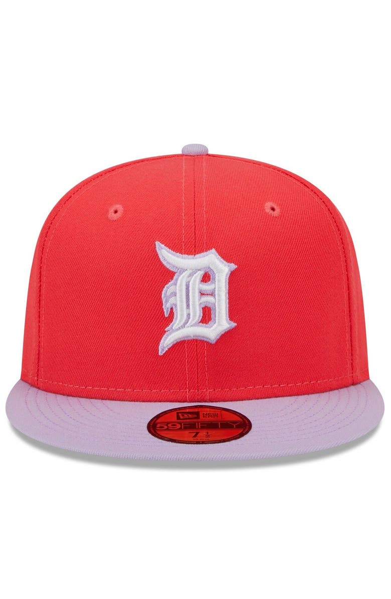 New Era Men's New Era Red/Lavender Detroit Tigers Spring Color Two-Tone 59FIFTY Fitted Hat, Alternate, color, 