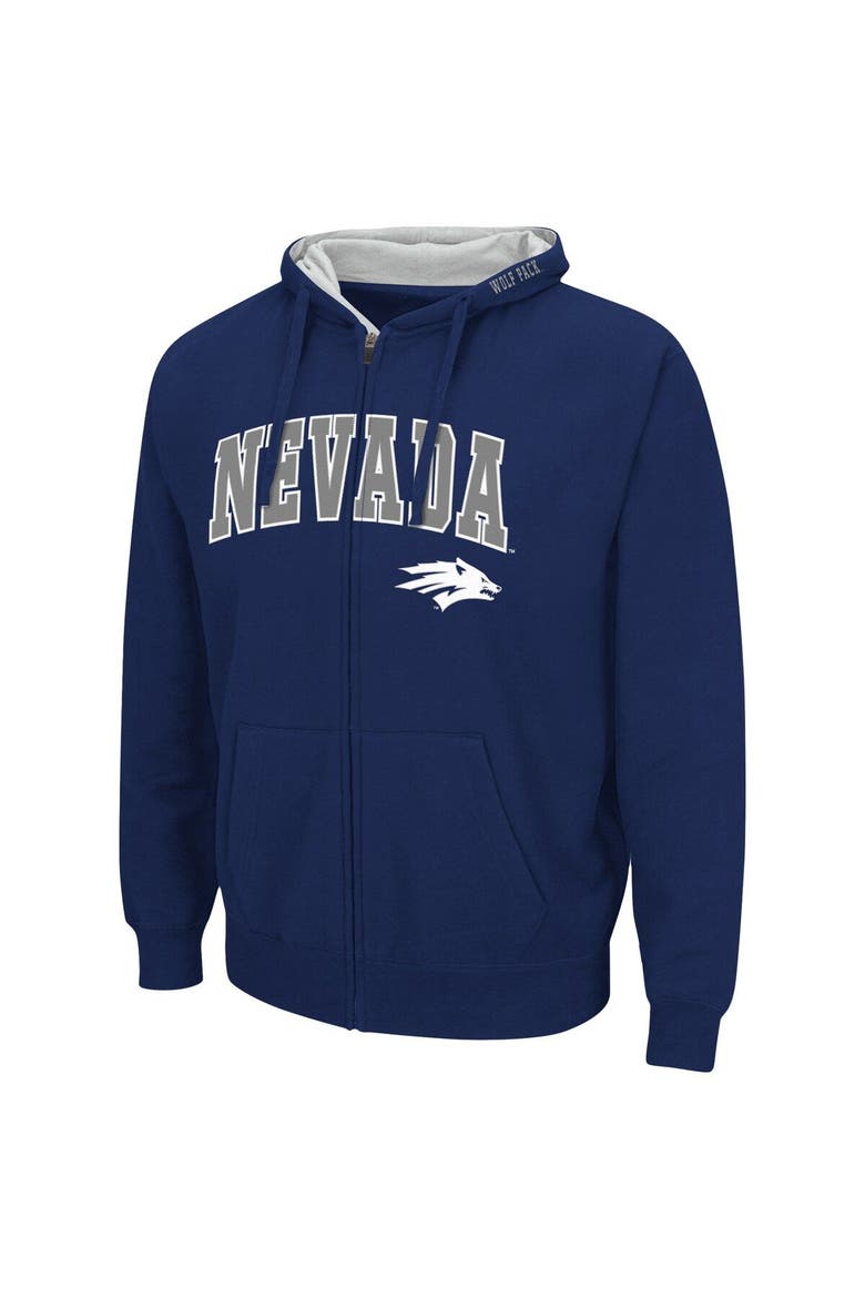 Men's Colosseum Navy Nevada Wolf Pack Arch & Logo 3.0 Full-Zip Hoodie, Alternate, color, Navy