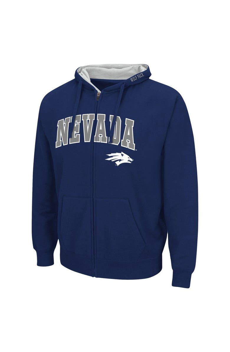 COLOSSEUM Men's Colosseum Navy Nevada Wolf Pack Arch & Logo 3.0 Full-Zip Hoodie, Alternate, color, 
