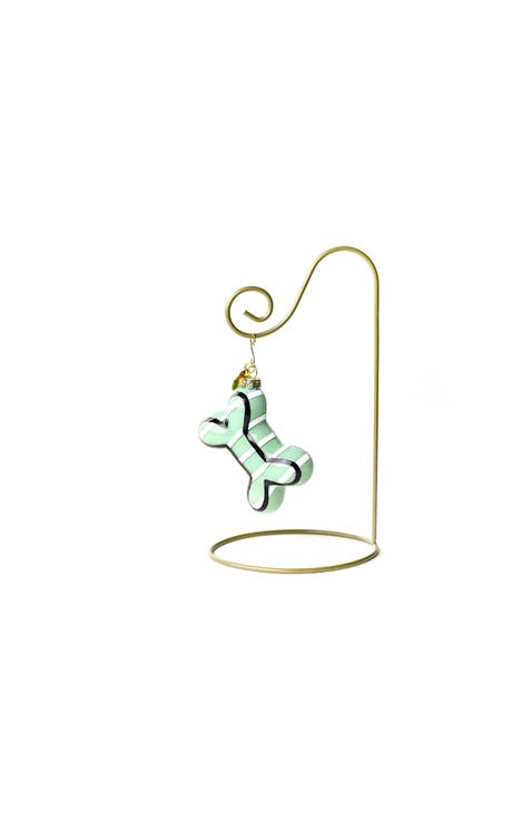 Striped Bone Glass Shaped Ornament with Gold Stand