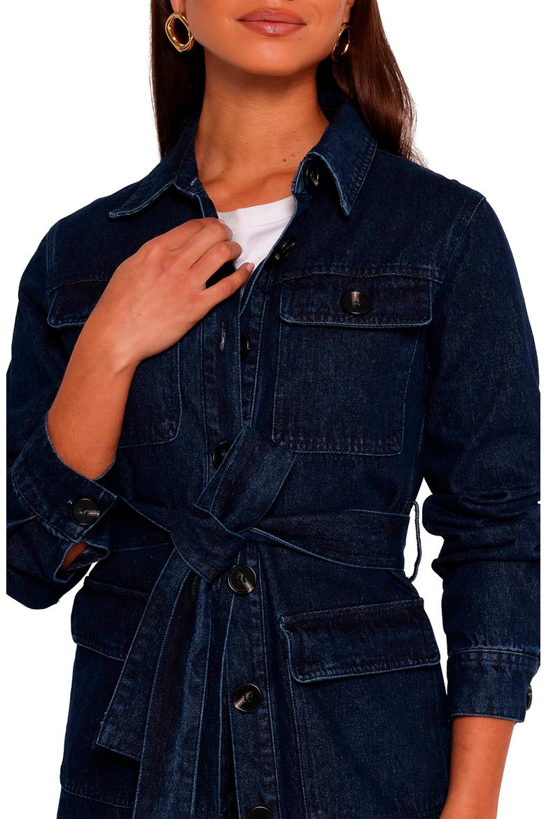 Nadine Tie Waist Denim Jacket, Alternate, color, DENIM