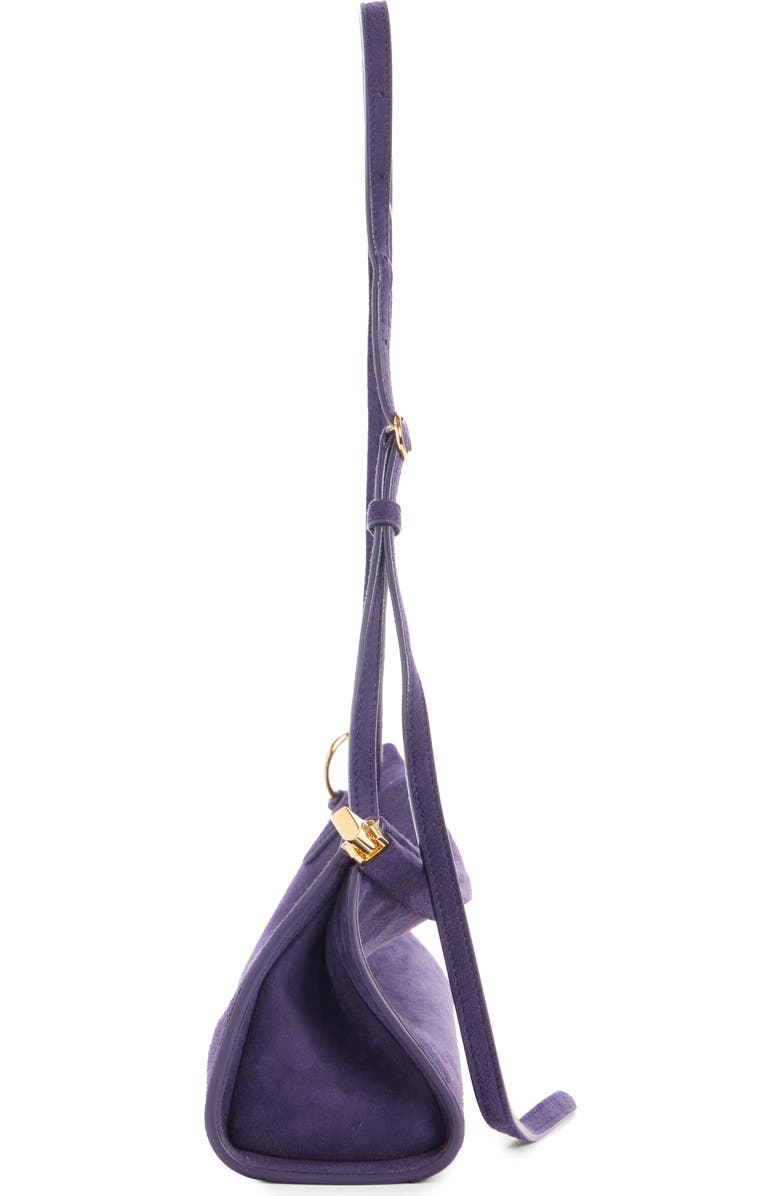 Alaïa Small Le Click East/West Suede Shoulder Bag, Alternate, color, Aubergine