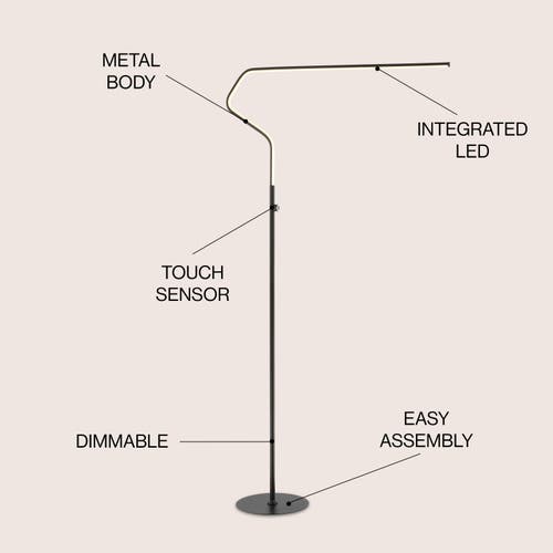 Jonathan Y Julian 65.25" Integrated Led Metal Floor Lamp In Black
