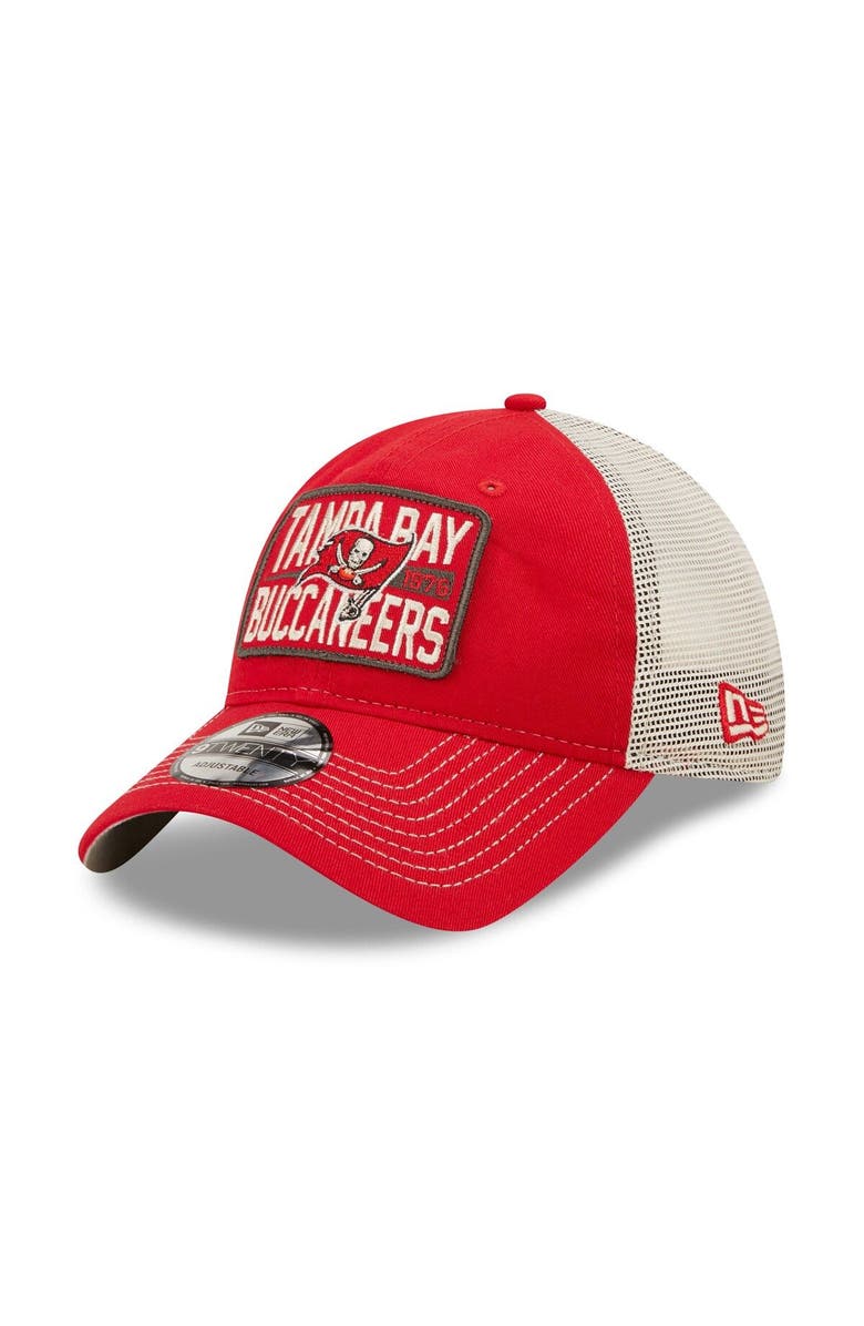 New Era Men's New Era Red/Natural Tampa Bay Buccaneers Devoted Trucker 9TWENTY Snapback Hat, Main, color,