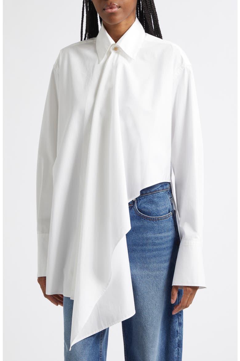 Tess Relaxed Fit Cascade Front Button-Up Shirt, Alternate, color, MILK