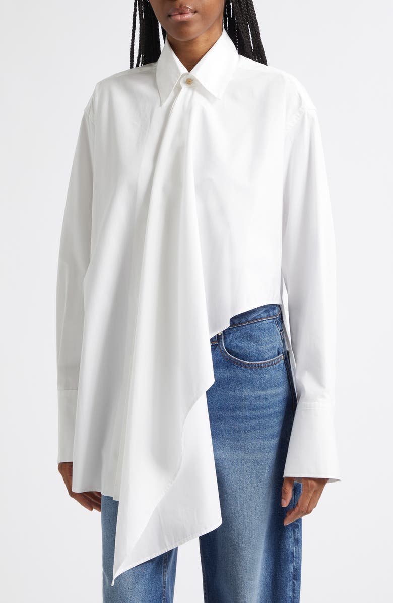 OSSOU Tess Relaxed Fit Cascade Front Button-Up Shirt, Alternate, color, Milk