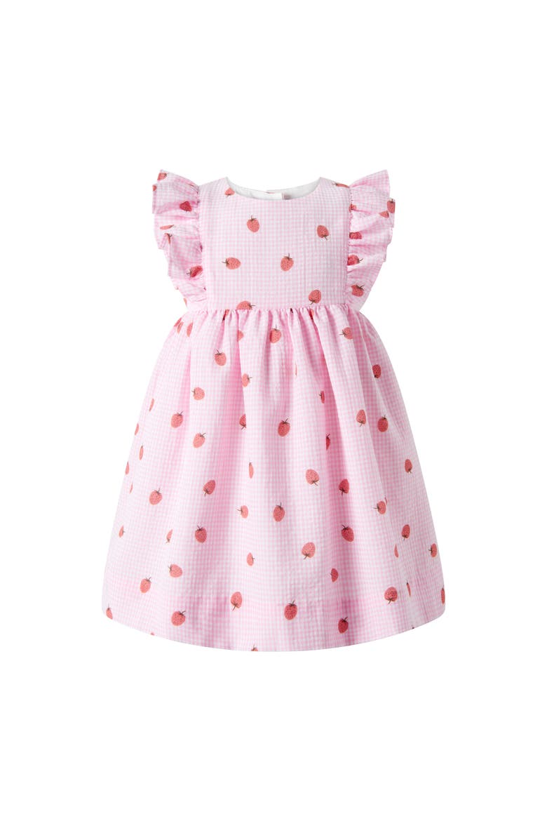 Strawberry Gingham Sundress & Hat, Alternate, color, Pink
