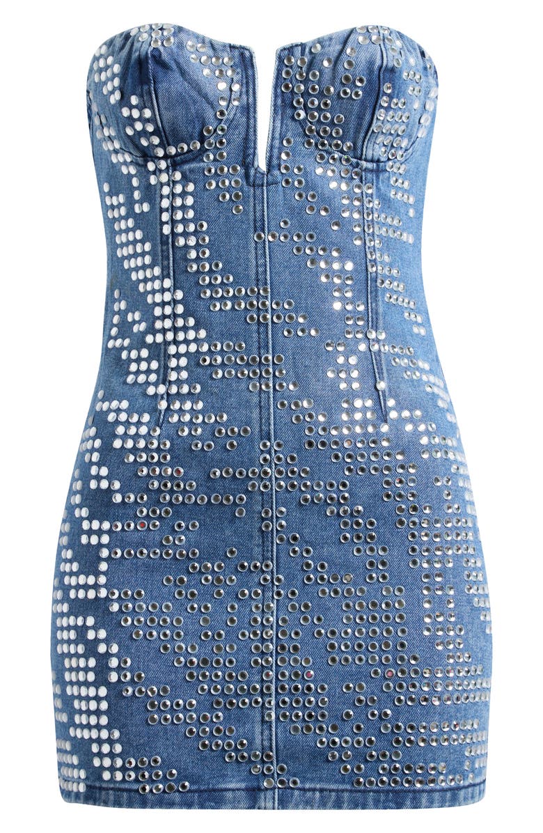 NASTY GAL Zebra Hotfix Denim Minidress, Alternate, color,