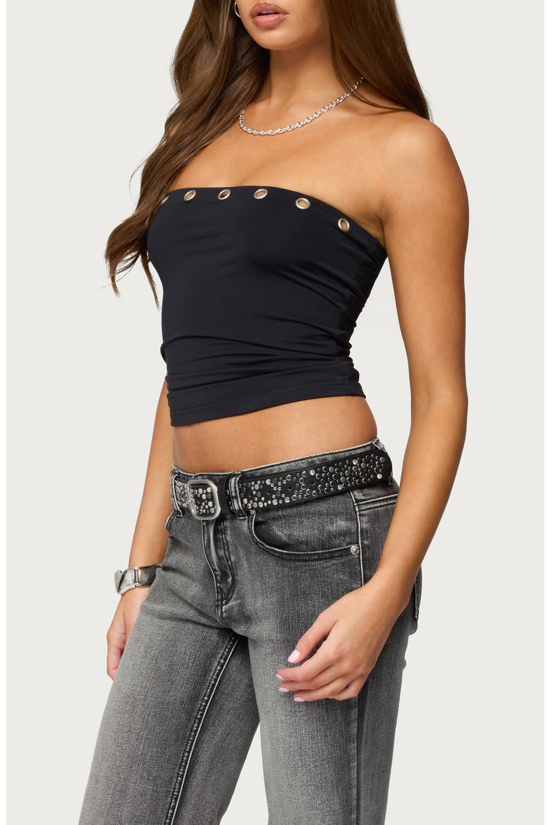 Dahna Grommet Tube Crop Top, Alternate, color, BLACK