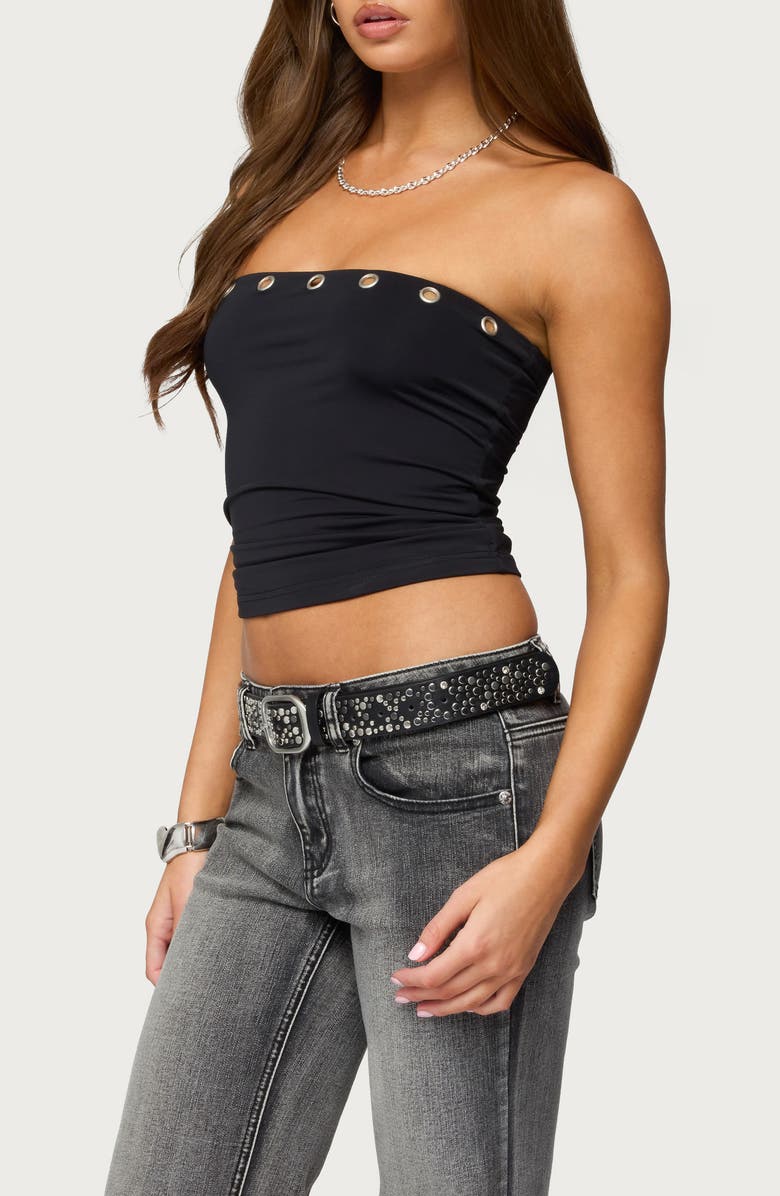 EDIKTED Dahna Grommet Tube Crop Top, Alternate, color, 