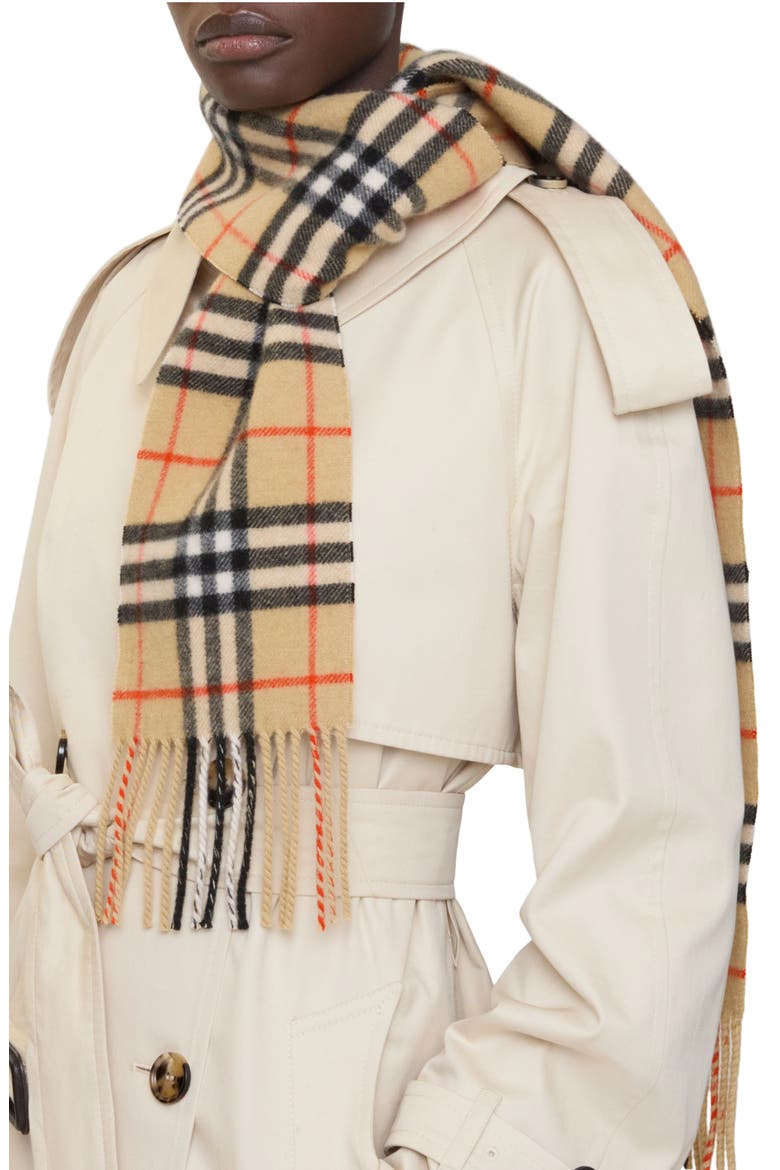 Check Cashmere Scarf, Alternate, color, SAND