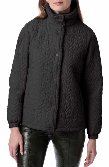 Bernardo Quilted Jacket with Faux Shearling Collar