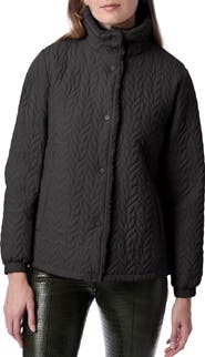 Bernardo Quilted Jacket with Faux Shearling Collar