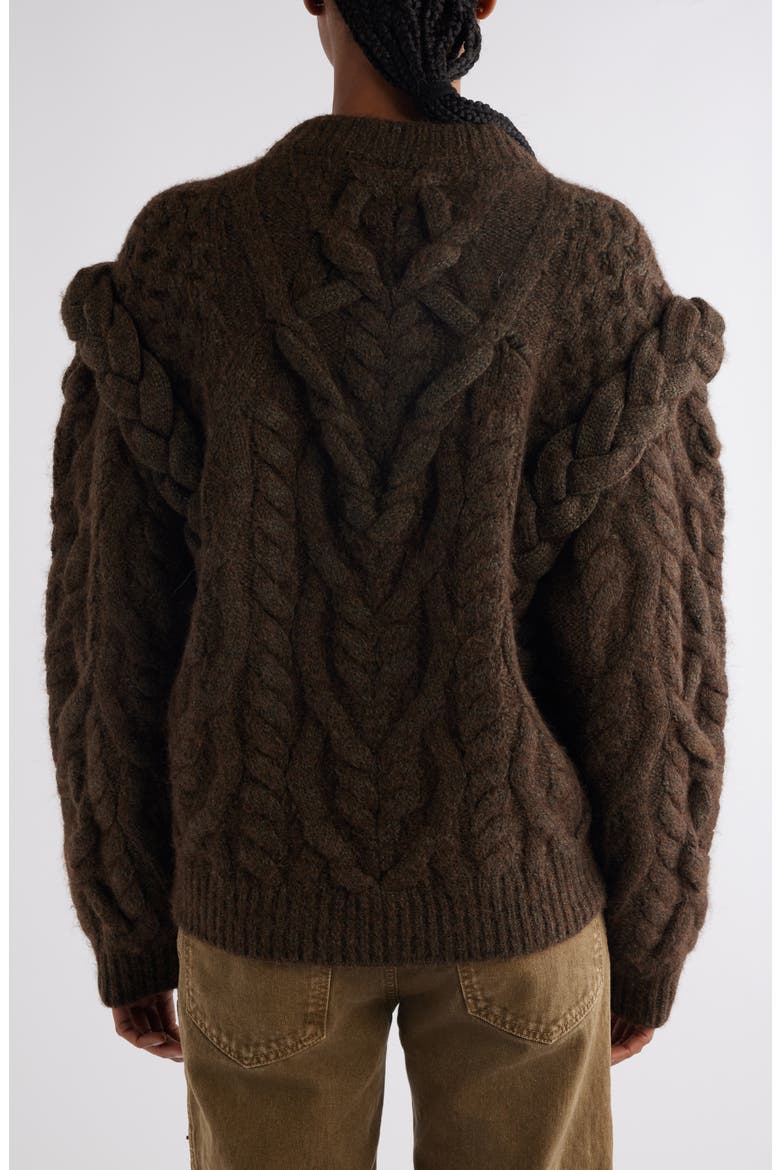 Basiliane Chunky Wool & Alpaca Blend Cable Sweater, Alternate, color, BRONZE