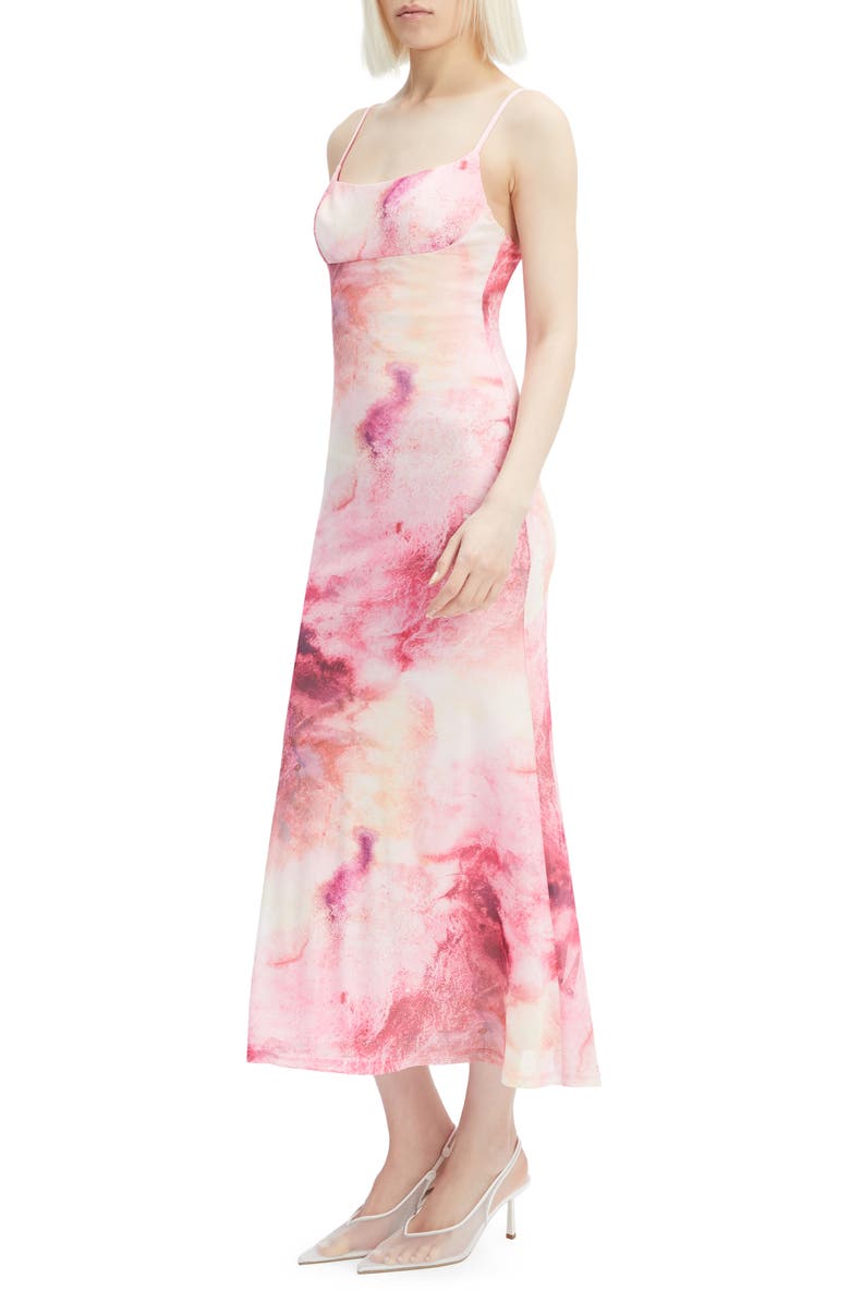 Bardot Adoni Printed Mesh Midi Dress, Alternate, color, Pink Tie Dye