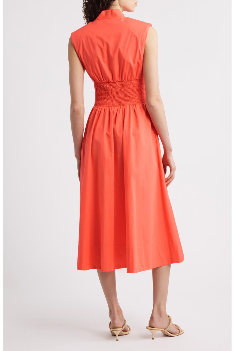 Smock Waist Cotton Midi Dress, Alternate, color, POP