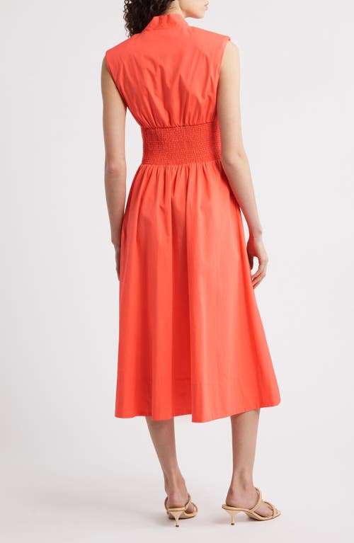 Vince Camuto Smock Waist Cotton Midi Dress In Pop