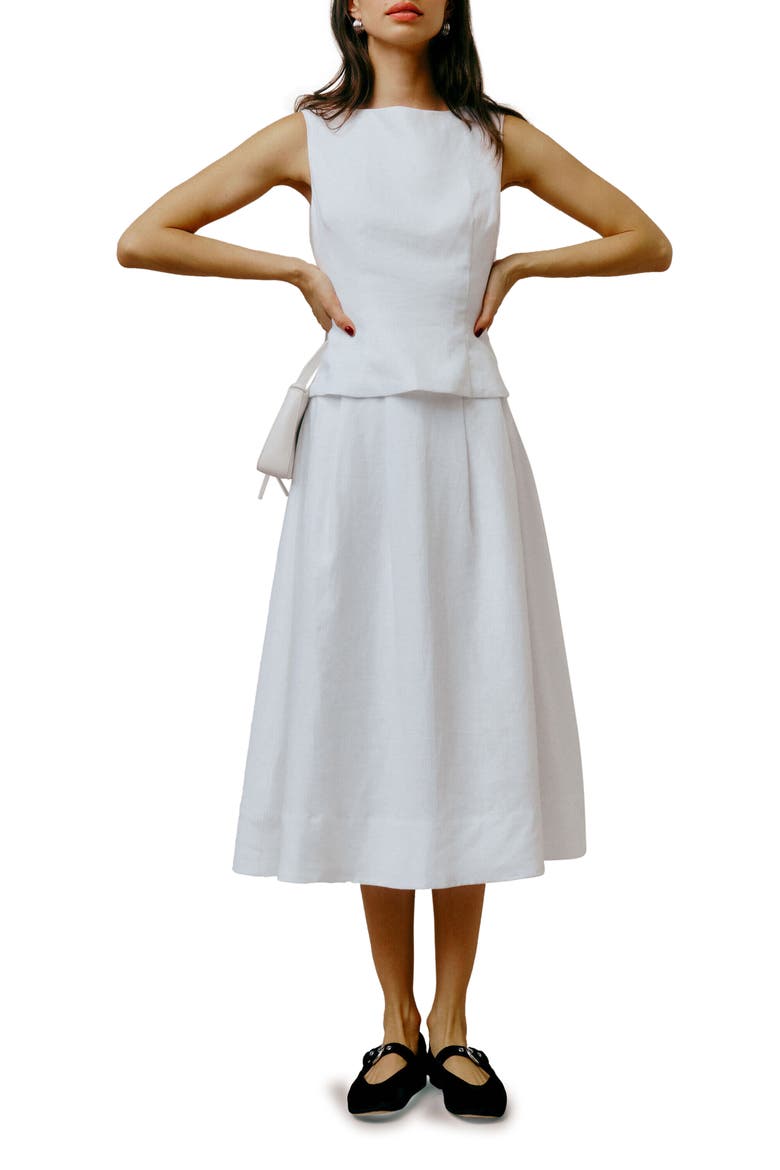 Moya Linen Two-Piece Dress, Main, color, WHITE