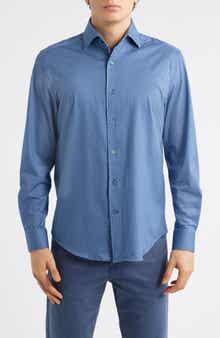Devon OoohCotton® Honeycomb Print Long Sleeve Button-Up Shirt