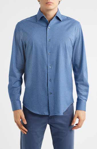 Devon OoohCotton® Honeycomb Print Long Sleeve Button-Up Shirt