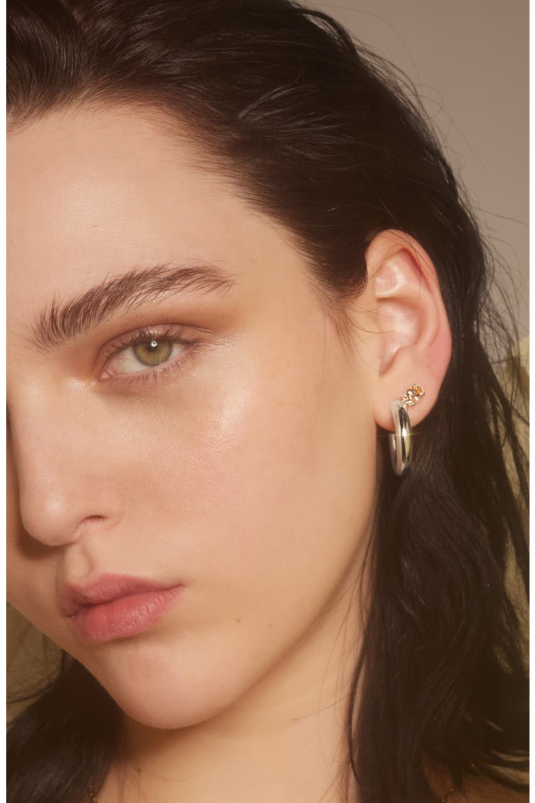 Tilt Hoop Earrings, Alternate, color, SILVER/ PEACH