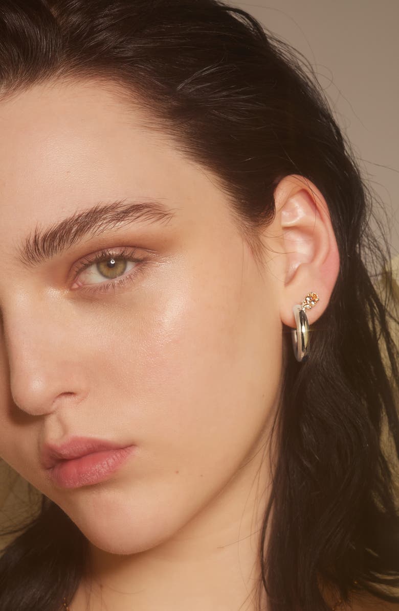 Lady Grey Tilt Hoop Earrings, Alternate, color, Silver/ Peach