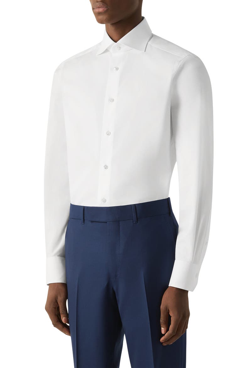 Trofeo Oasi Cotton Dress Shirt, Main, color, WHITE