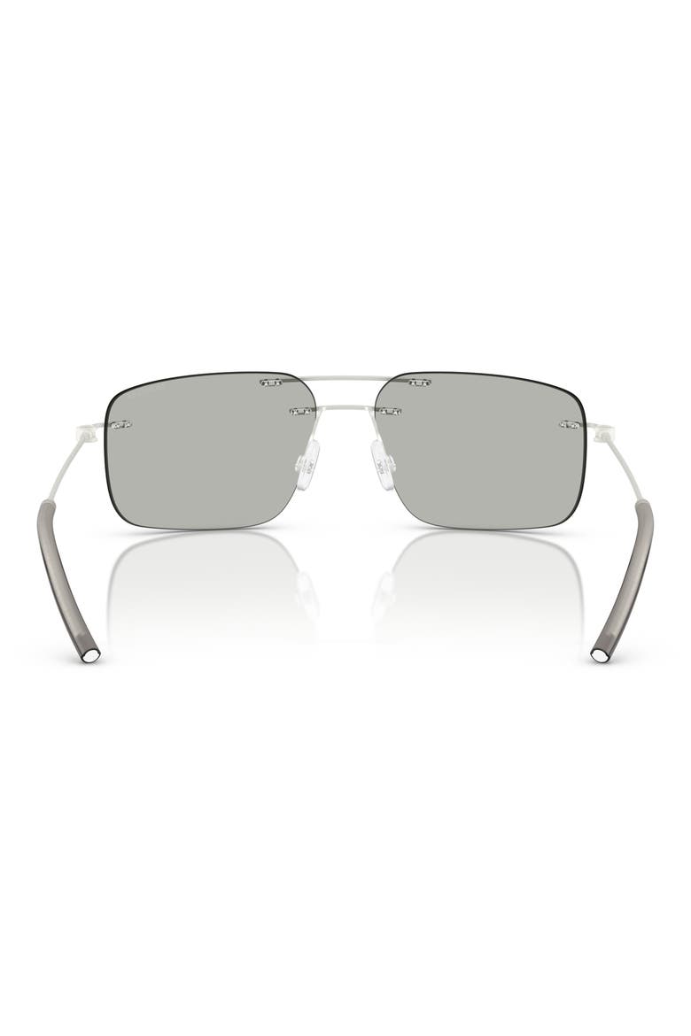56mm Rimless Rectangular Sunglasses, Alternate, color, MATTE SILVER
