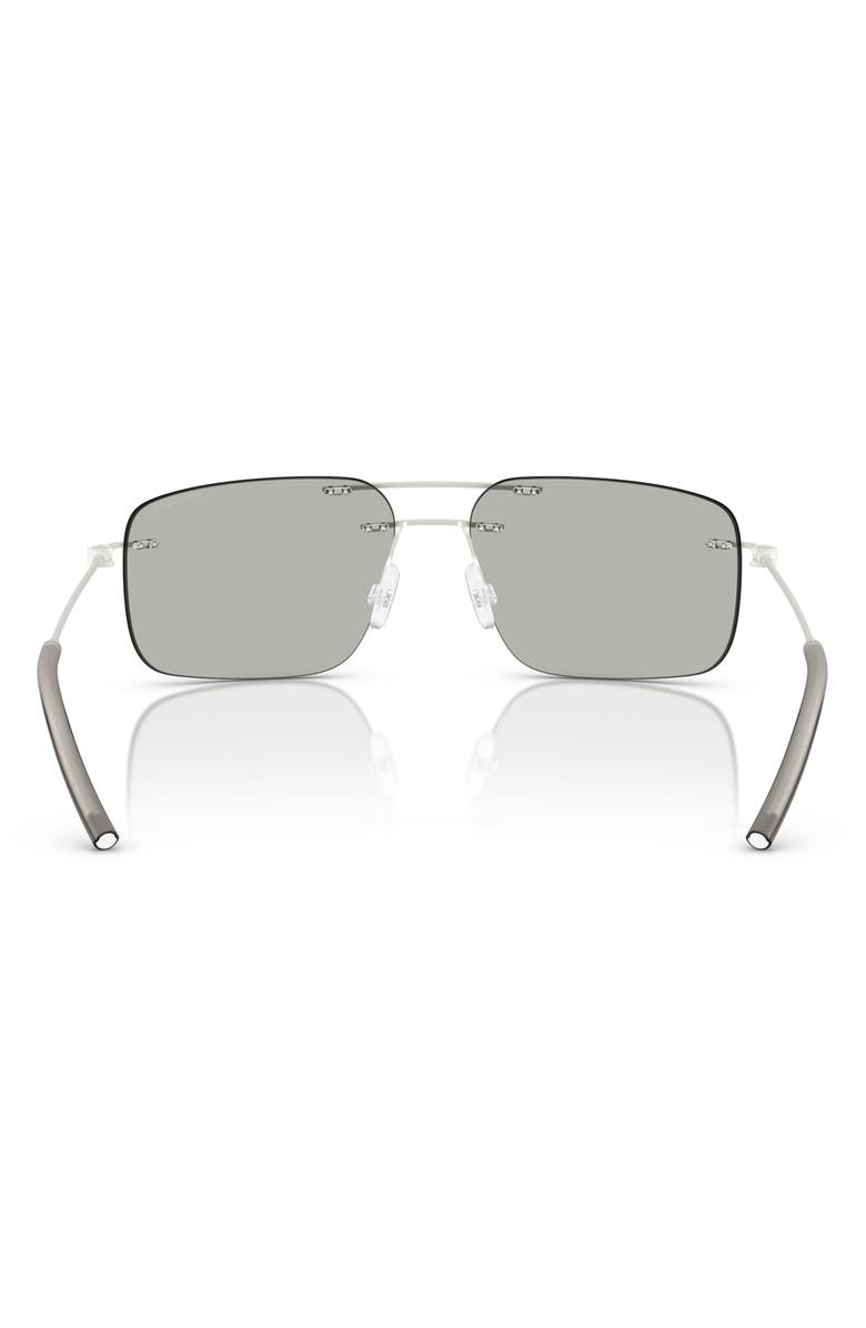 Moncler 56mm Rimless Rectangular Sunglasses, Alternate, color, Matte Silver