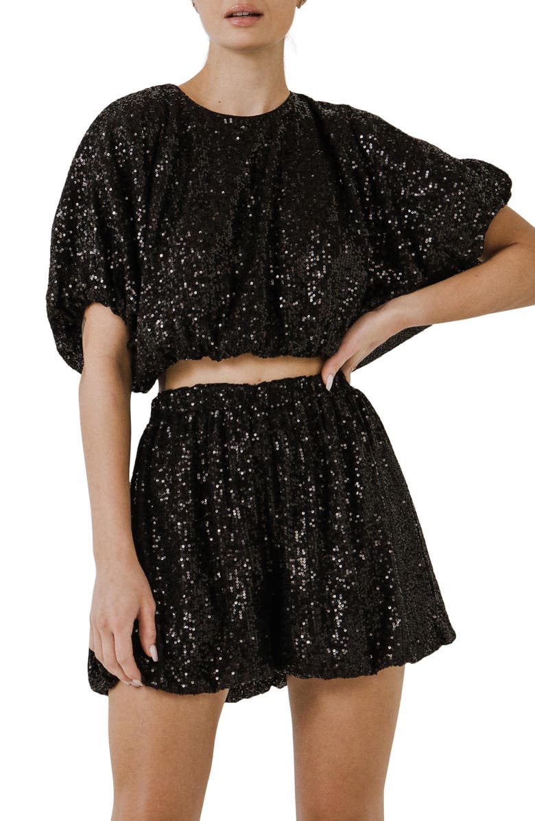 Endless Rose Sequin Puff Crop Top, Alternate, color,