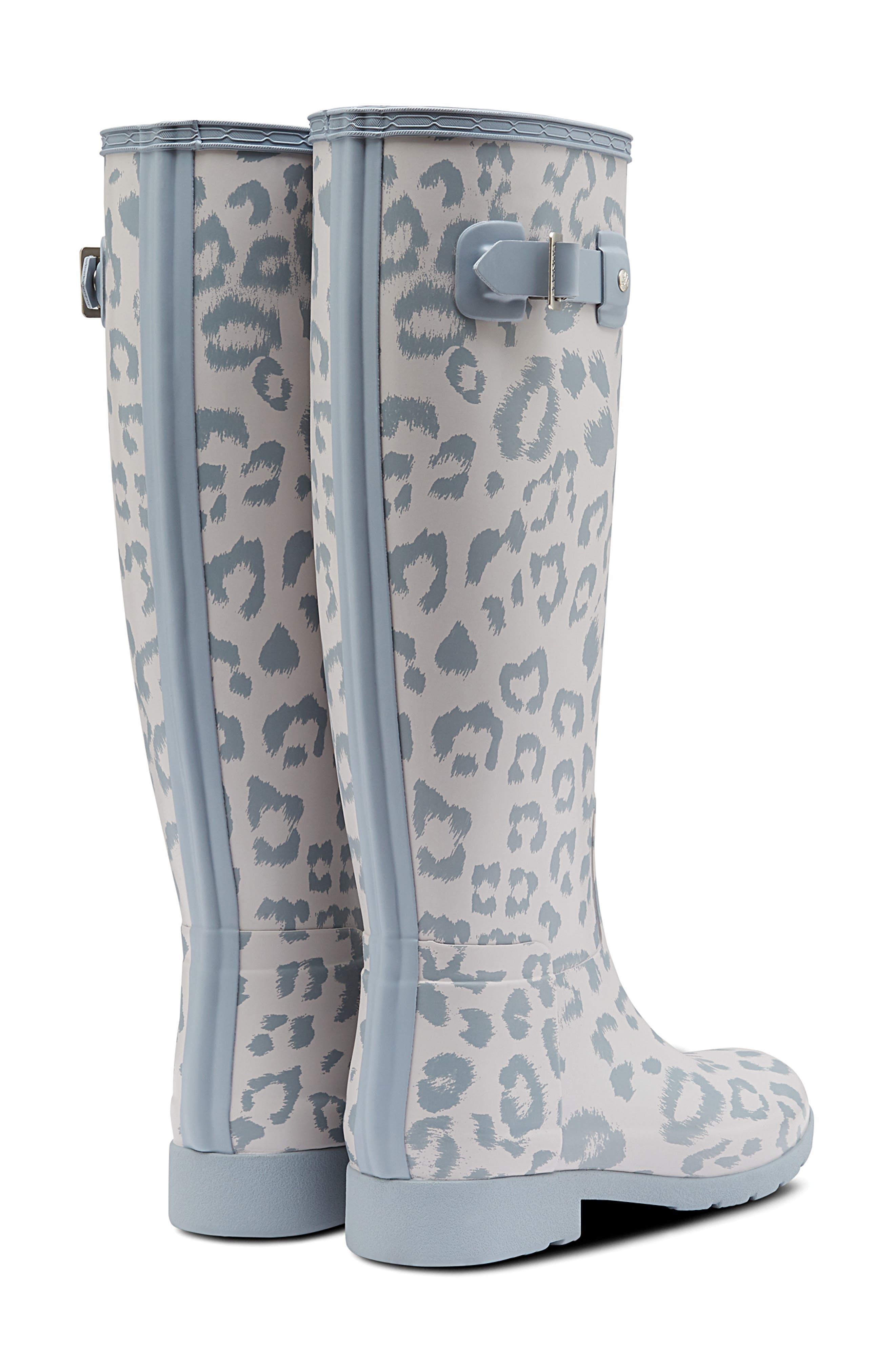 Hunter Original Leopard Print Refined Tall Waterproof Rain Boot, Alternate, color, 