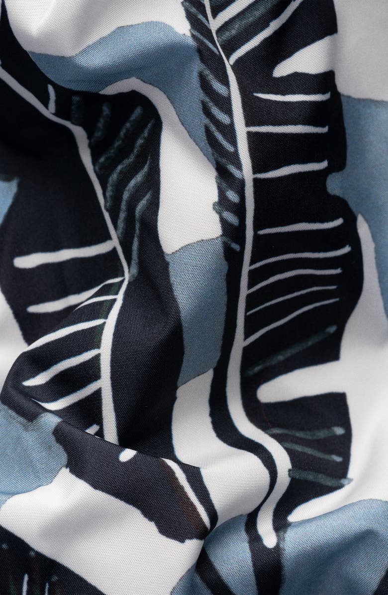 Eton Tropical Leaf Print Swim Trunks, Alternate, color, Black