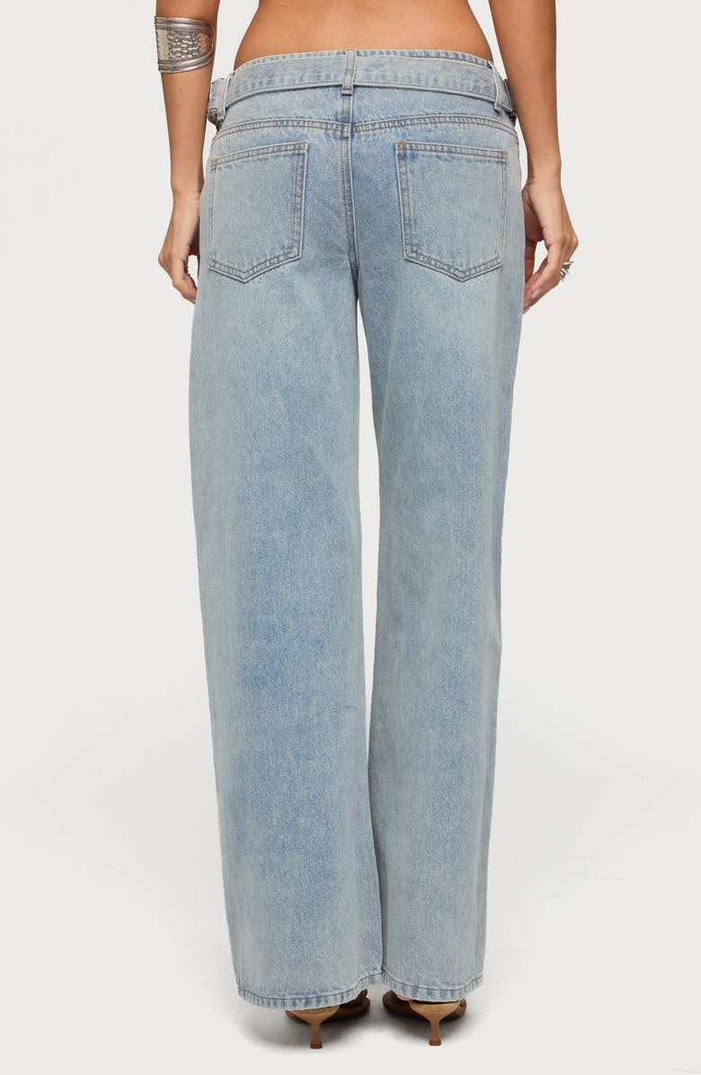 EDIKTED Buckled Wide Leg Jeans, Alternate, color, Light-Blue-Washed