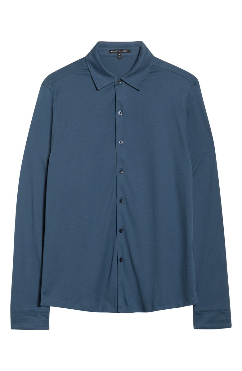 Robert Barakett Northpark Knit Button-Up Shirt, Alternate, color, Orion Blue