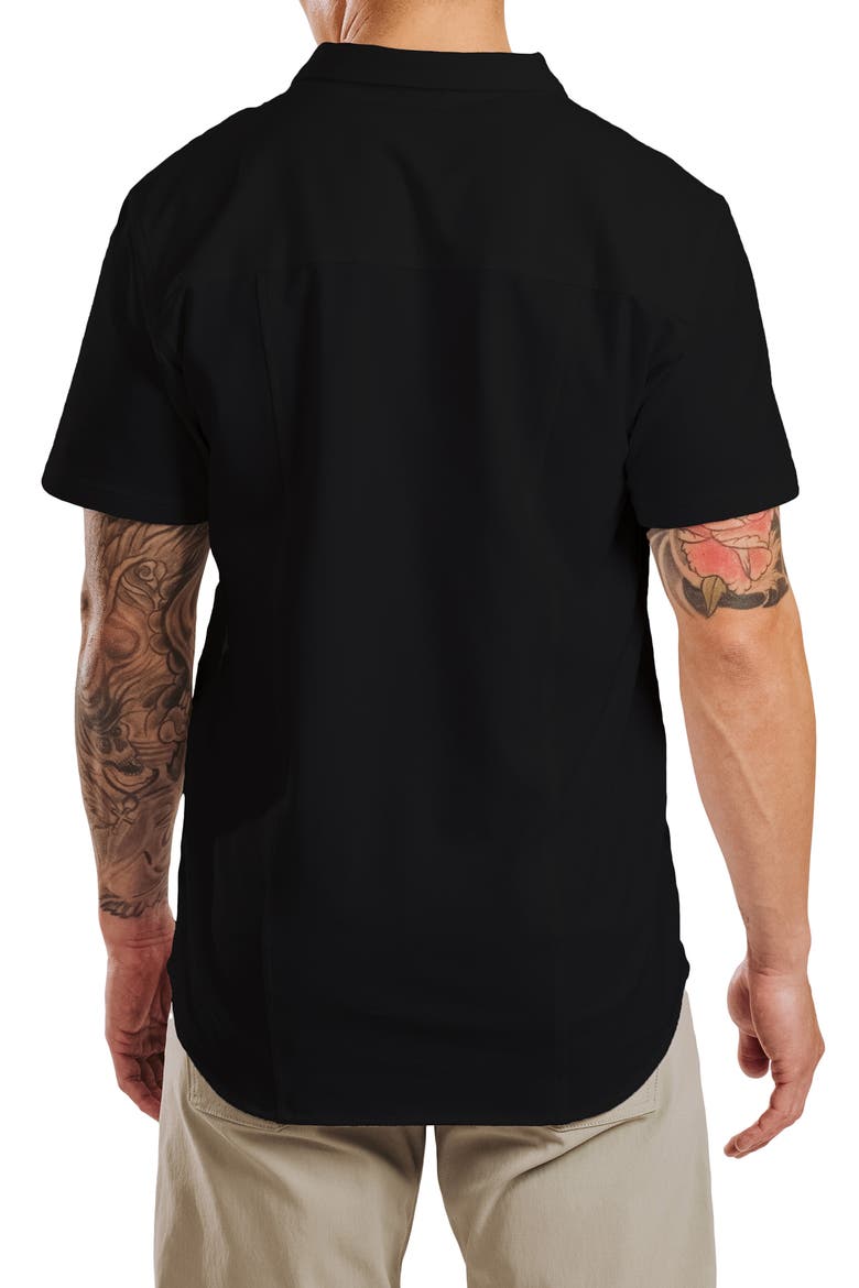 Cotton Blend Polo Shirt, Alternate, color, BLACK