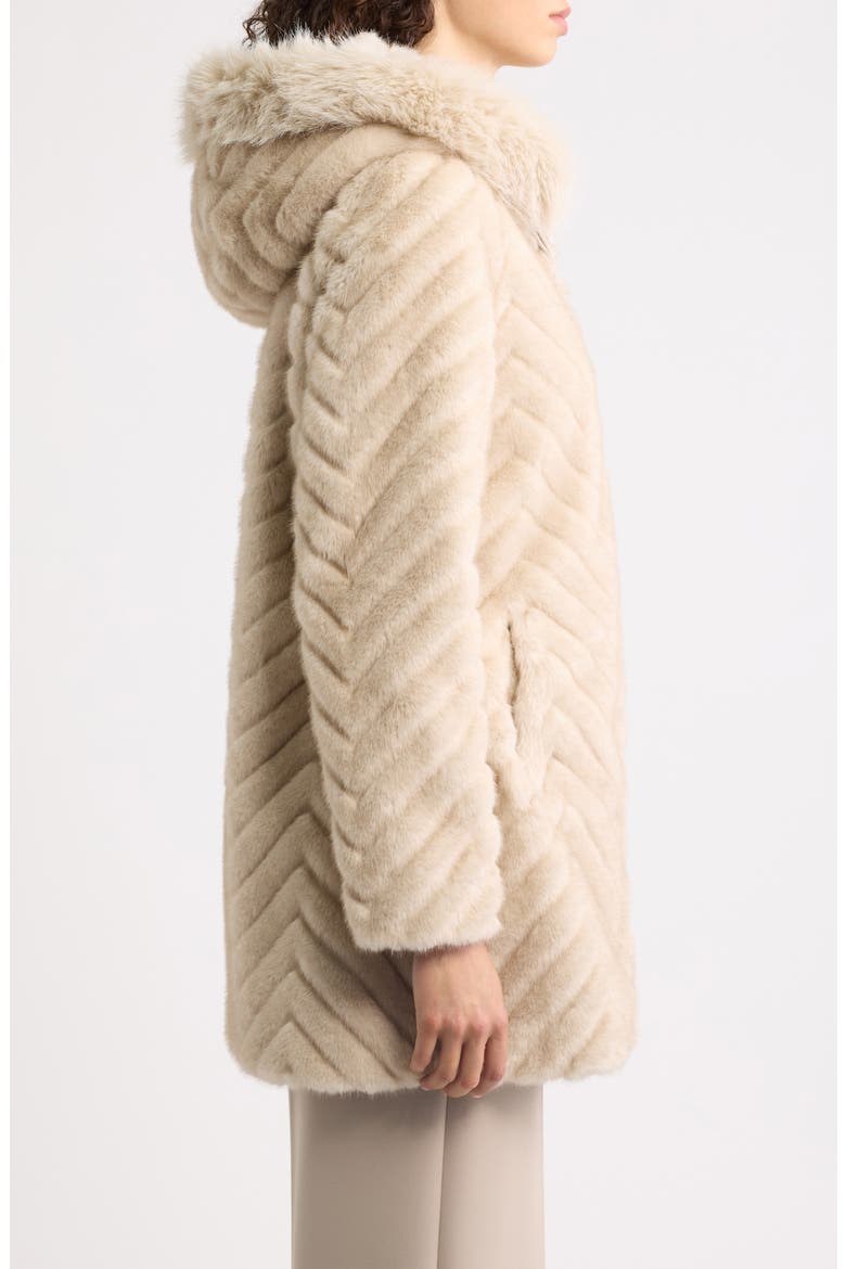 Faux Fur Hooded Coat, Alternate, color, BEIGE