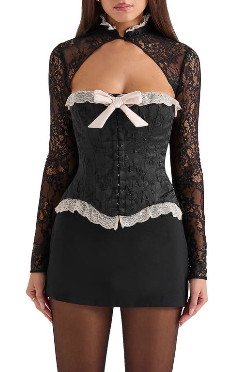 HOUSE OF CB Perdita Corset Top & Bolero Set in Black at Nordstrom, Size Large