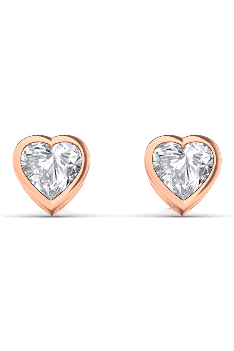 Lab Created Diamond Heart Stud Earrings, Main, color, 18K ROSE GOLD