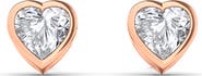 HauteCarat Lab Created Diamond Heart Stud Earrings