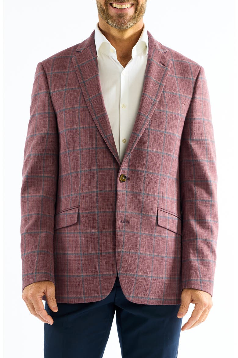 Windowpane Sport Coat, Main, color, BERRY