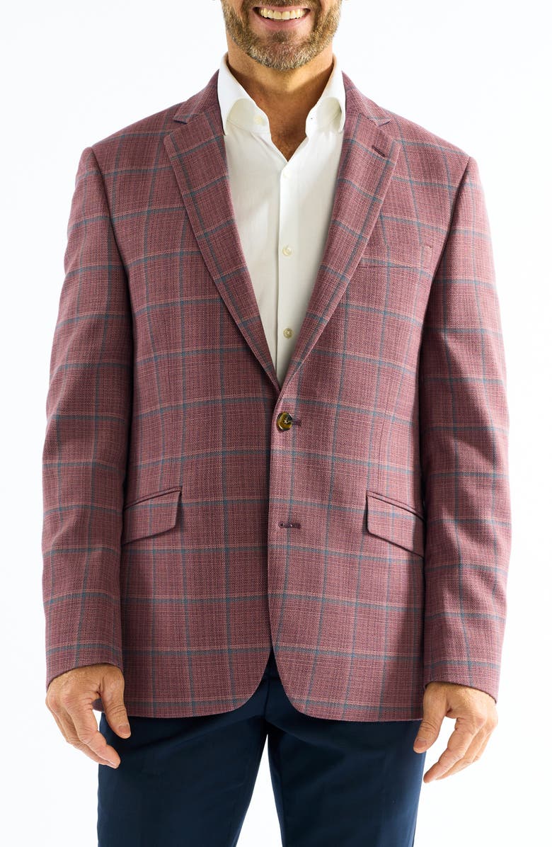 SAVILE ROW CO Windowpane Sport Coat, Main, color, Berry