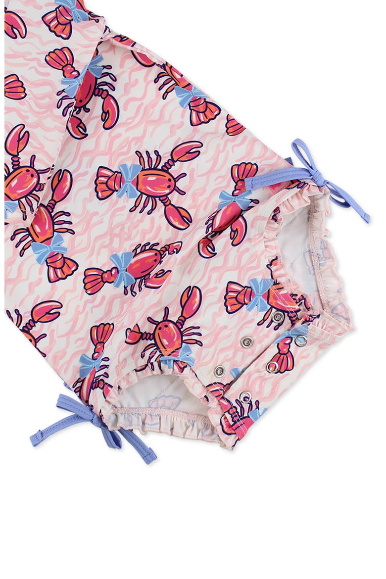 Kids' Lobster Lagoon Long Sleeve One-Piece Rashguard Swimsuit, Alternate, color, PINK
