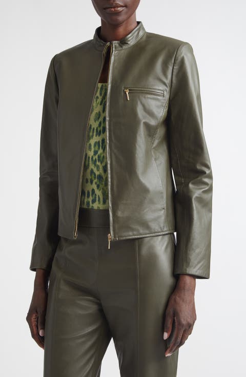 Zip Pocket Leather Jacket